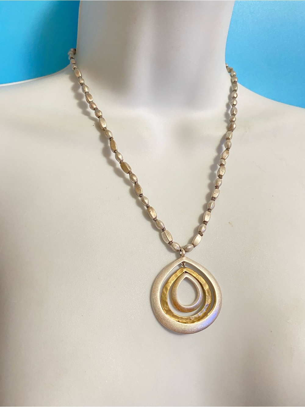 KENNETH COLE Reaction Silver Tone Pendant Teardrop Mixed Metals